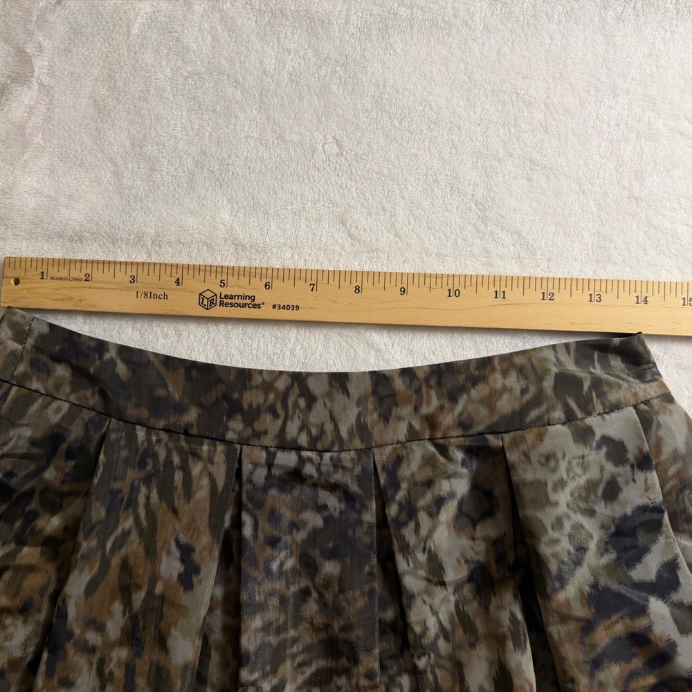 Pink Tartan Animal Print Pleated Mini Skirt Green Tan Size 4 Made in Canada - Picture 5 of 9